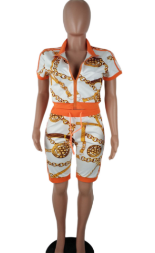 Digital printing sports and leisure two-piece set QYBS-5097