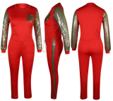 Long-sleeved sequined sport suit two-piece SM-3911