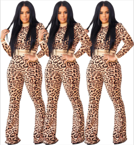 European and American sexy leopard print suit two pieces YH-5113