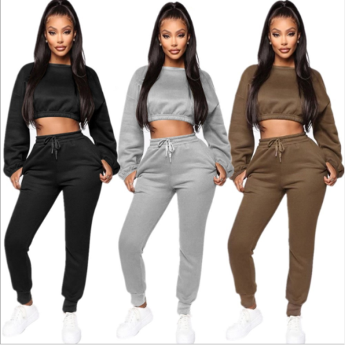 Hot style fashion casual velvet sweater two-piece set YMT-6113
