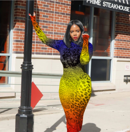 Colorful gradient leopard print dress SHH-8076