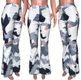 Camouflage hole hot style bell-bottom pants SHH-8063