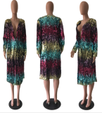 Luxury segment long coat with colorful sequins TRS-681