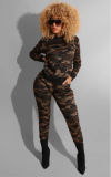 Camouflage print leisure sports two-piece set BS-1146
