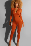 Solid color front and back zipper jumpsuits BS-1130