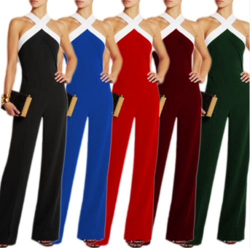 Sexy high - quality shoulder pool color waist - tight jumpsuit MOS-338