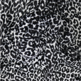A black v-neck leopard-print long-sleeved dress MOS-952