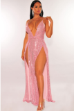 Sexy sequined strapless v-neck dress dress MYF-9579