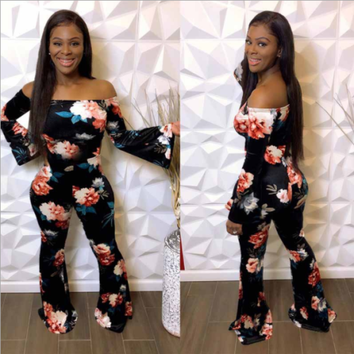 Sexy, stylish one-shoulder print jumpsuit MYF-9535