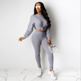 Stylish solid color long-sleeved two-piece tracksuit DAL-8191