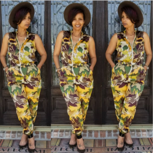 Camouflage print fashion outdoor casual jumpsuit DAL-8135