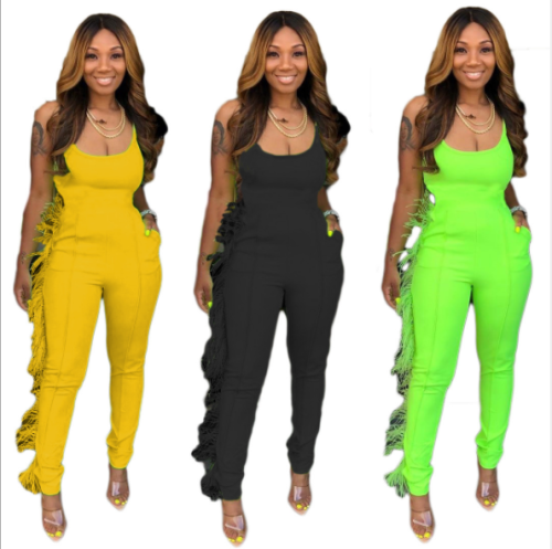 Hot style fringe solid color sexy nightclub jumpsuit DAL-8175