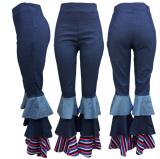 Hot European and American patchwork horn jeans DAL-8086