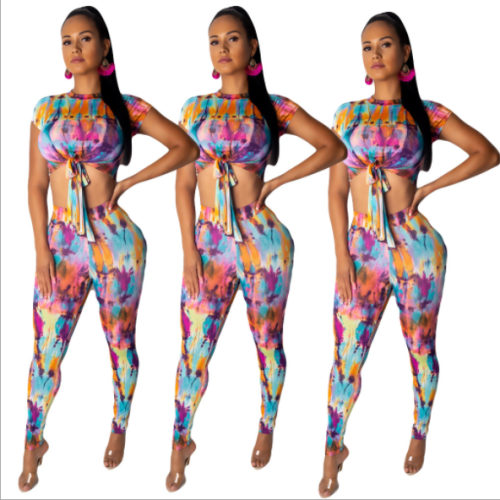 Tie-dye printed sexy trouser suit DAL-8116