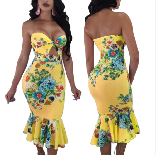 Floral floral dress with ruffled hem SM-3971
