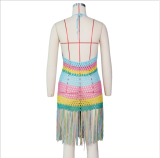 Sexy hand-crocheted cut-out fringed blouse skirt ZS-067