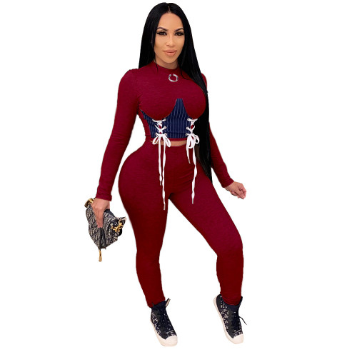 Sexy Slim Two Row Bandage Corns Two Piece Set suit