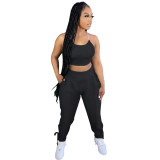 Suspenders Sports Casual Pants Sets Two Piece Sets