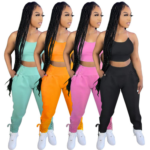 Suspenders Sports Casual Pants Sets Two Piece Sets