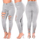 Sexy trend hole wash slim stretch jeans Leggings