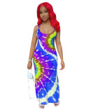 Sexy suspender tie dye Printed Dress for
