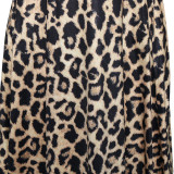 Casual leopard print sleeveless suspender mid length lantern dress