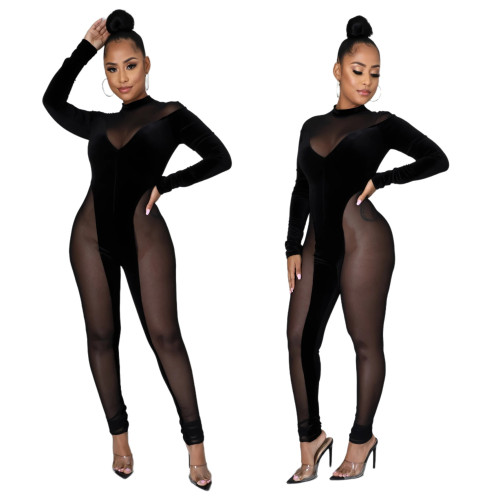Sexy and fashionable stretch mesh women's Jumpsuit for night show