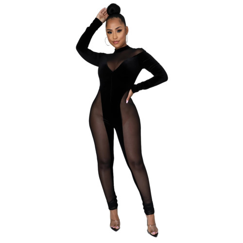 Sexy and fashionable stretch mesh women's Jumpsuit for night show