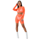 Fashion super stretch solid color mesh sunscreen beach suit