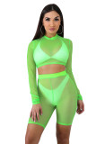 Fashion super stretch solid color mesh sunscreen beach suit