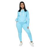 Casual fashion sports hooded two-piece