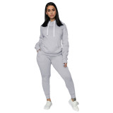 Casual fashion sports hooded two-piece