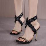 Large square head high heel sandals women's thin heel breathable fashion belt shoes