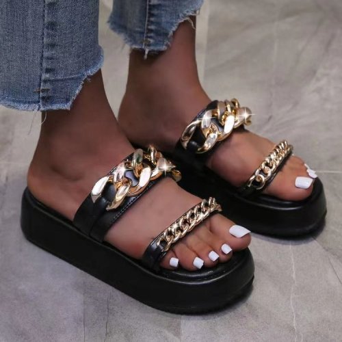 Open toe fish mouth thick soled sandals women's large shoes