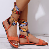Large size women's shoes color bandage open toe sandals women's shoes