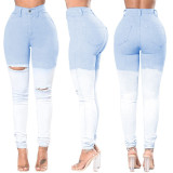 Slim fit all-match high-waisted jeans pants