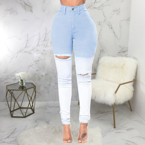 Slim fit all-match high-waisted jeans pants