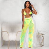 Mesh trousers swimsuit suit two-piece nightclub outfit    Without underwear
