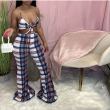 Fashion sexy plaid suspender jumpsuit