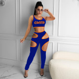 Sling tube top hollow sports two-piece suit