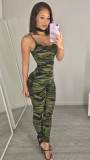 Fashion sexy skinny camouflage sleeveless jumpsuit
