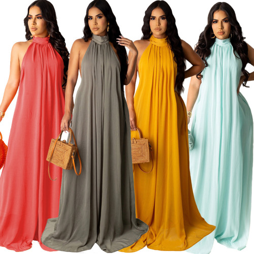 Sexy fashion solid color chiffon dress