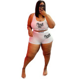 Plus size fashion casual sexy letter printed swimsuit two-piece suit