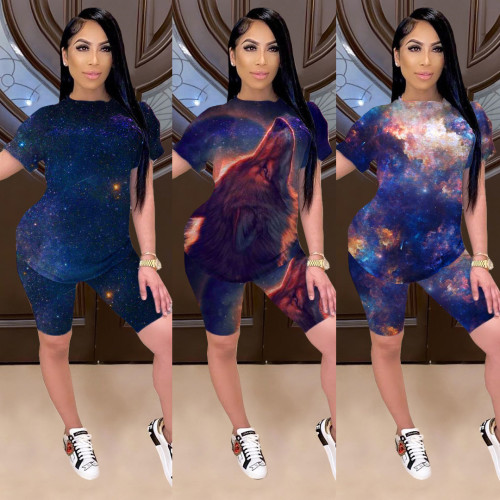 3D visual starry sky fashion positioning printing casual suit