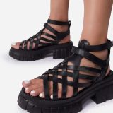 High heel fish mouth sandals platform velcro Plus size shoes