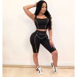 Fashion sexy solid color sports suit two-piece suit