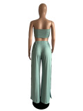 Fashion solid color mint green tube top two-piece suit