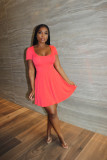 Sexy fashion solid color A-line dress