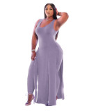 Solid color sexy sleeveless dress plus size two-piece suit