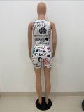 Casual cartoon graffiti tank top and shorts two-piece suit